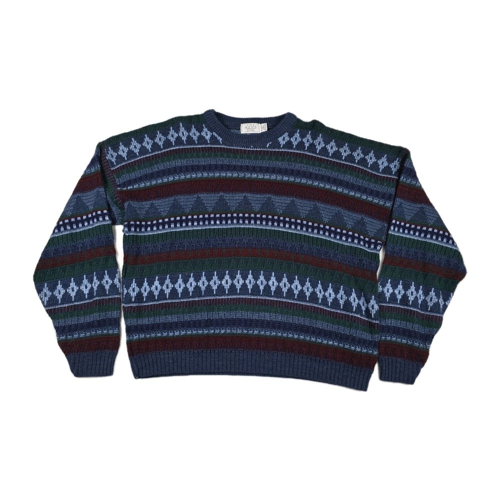 Vintage The Mens Store at Sears Sweater XL‎ Pullover Geometric Print Grandpa